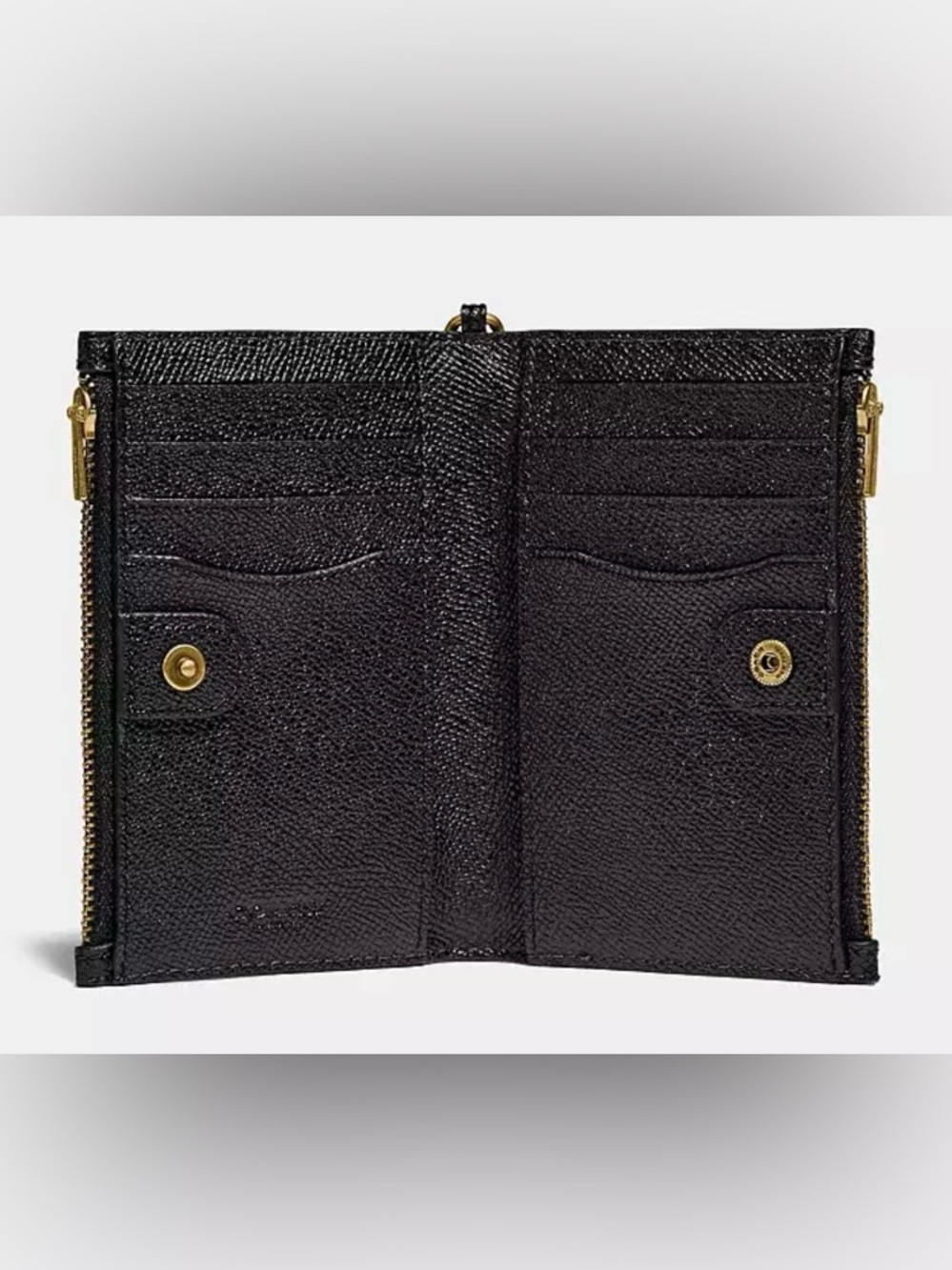 Coach Zip Chain Card Case. Black leather wallet. - Picture 2 of 11